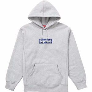 Supreme 2019 Bandana Hoodie Size M Grey Box Logo Hooded Sweatshirt